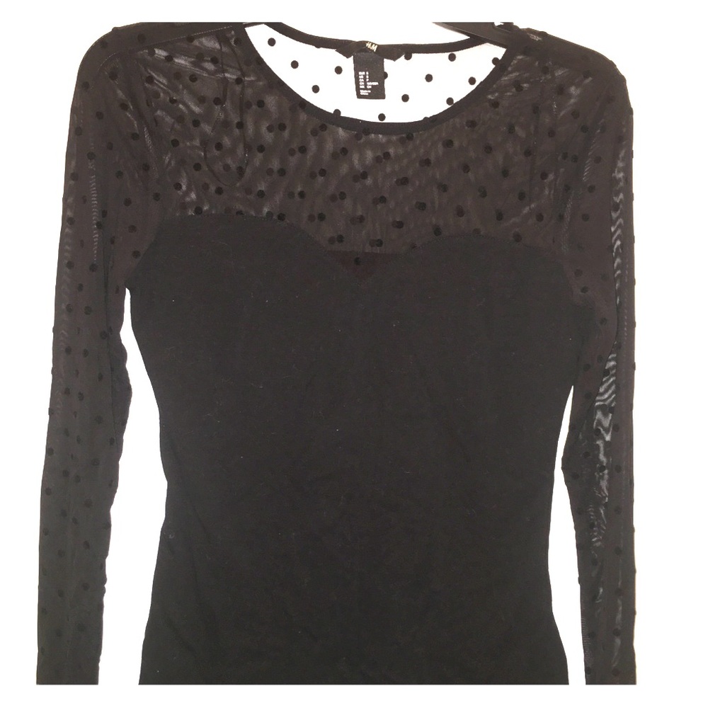 Sheer panel polka dot shirt, H&M